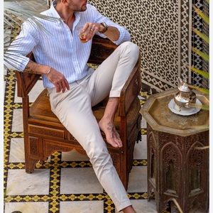 p langella | linen stripe sz XL -46 bust -30.5” long -27.5” sleeves